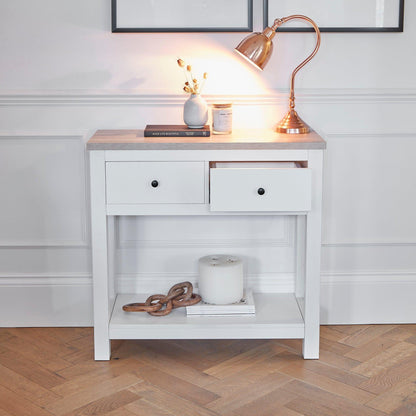 Bampton White 2 Drawer Console Table