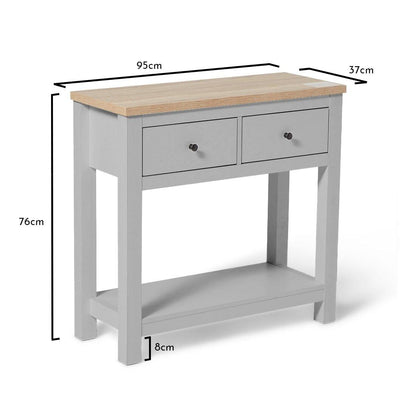 Bampton 2 Drawer Console Table - Stone Grey - Laura James