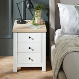 Bampton Alabaster White Bedside Table - 3 Drawer - Laura James