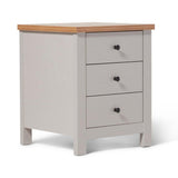 Bampton Stone Grey Bedside Table - 3 Drawer - Laura James