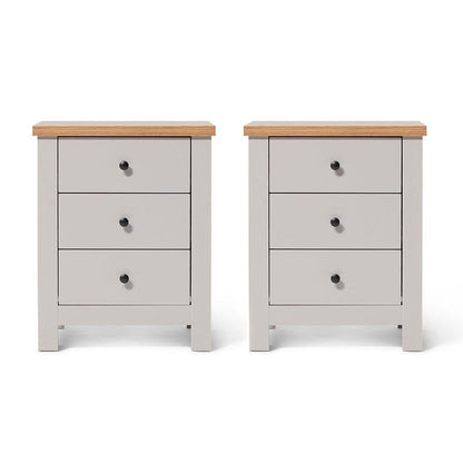 Bampton Grey Bedside Tables - Set of 2 with 3 Drawers - Laura James