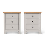 Bampton 3 Drawer Bedside Table - Set of 2 - Grey