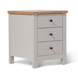 Bampton Stone Grey Bedside Table - 3 Drawer - Laura James