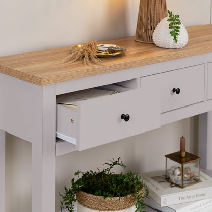 Bampton Grey 3 Drawer Console Table