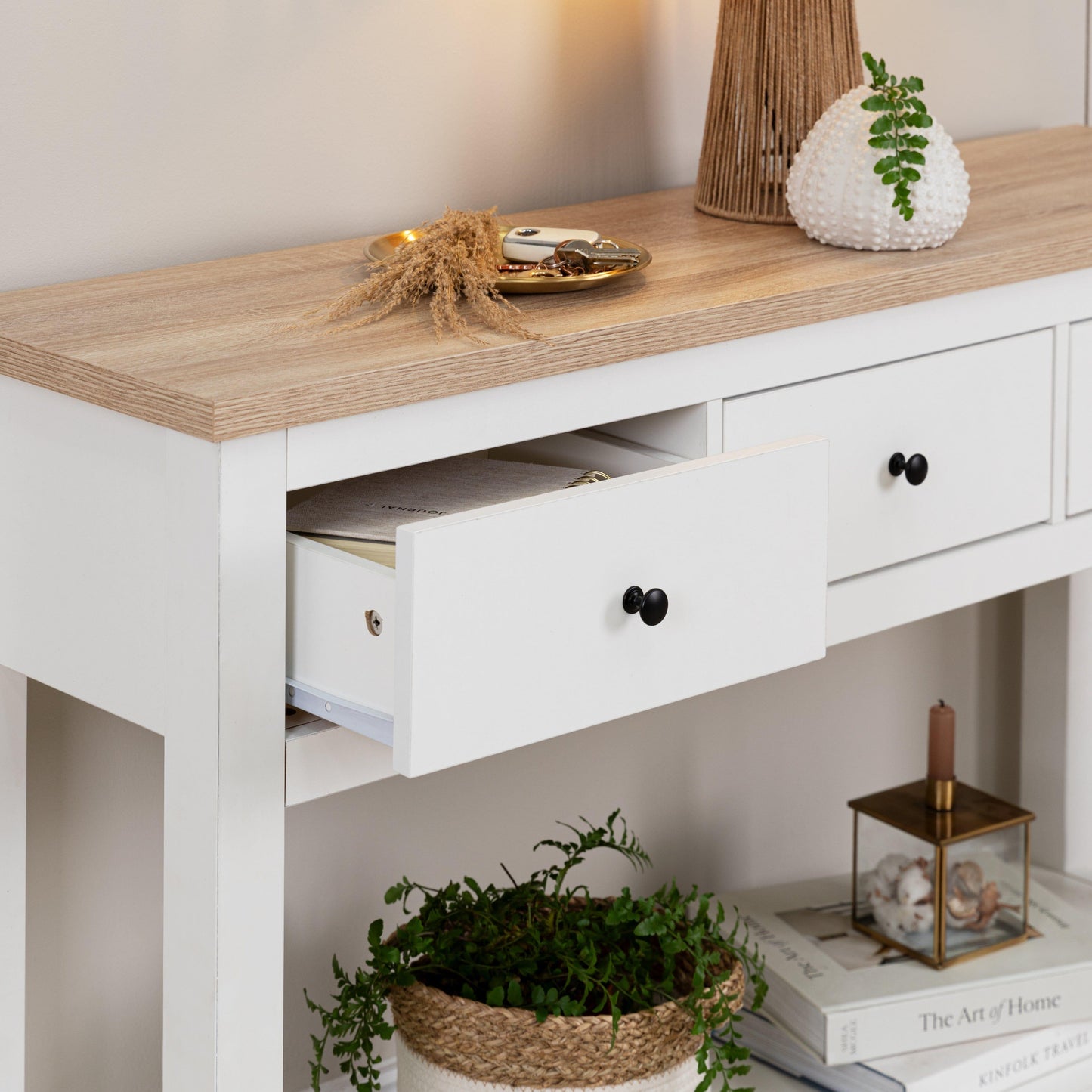 Bampton White 3 Drawer Console Table