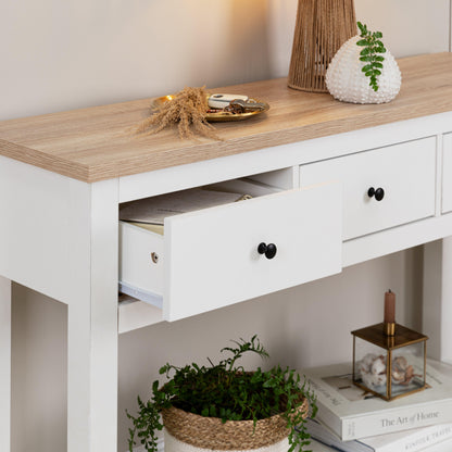 Bampton White 3 Drawer Console Table