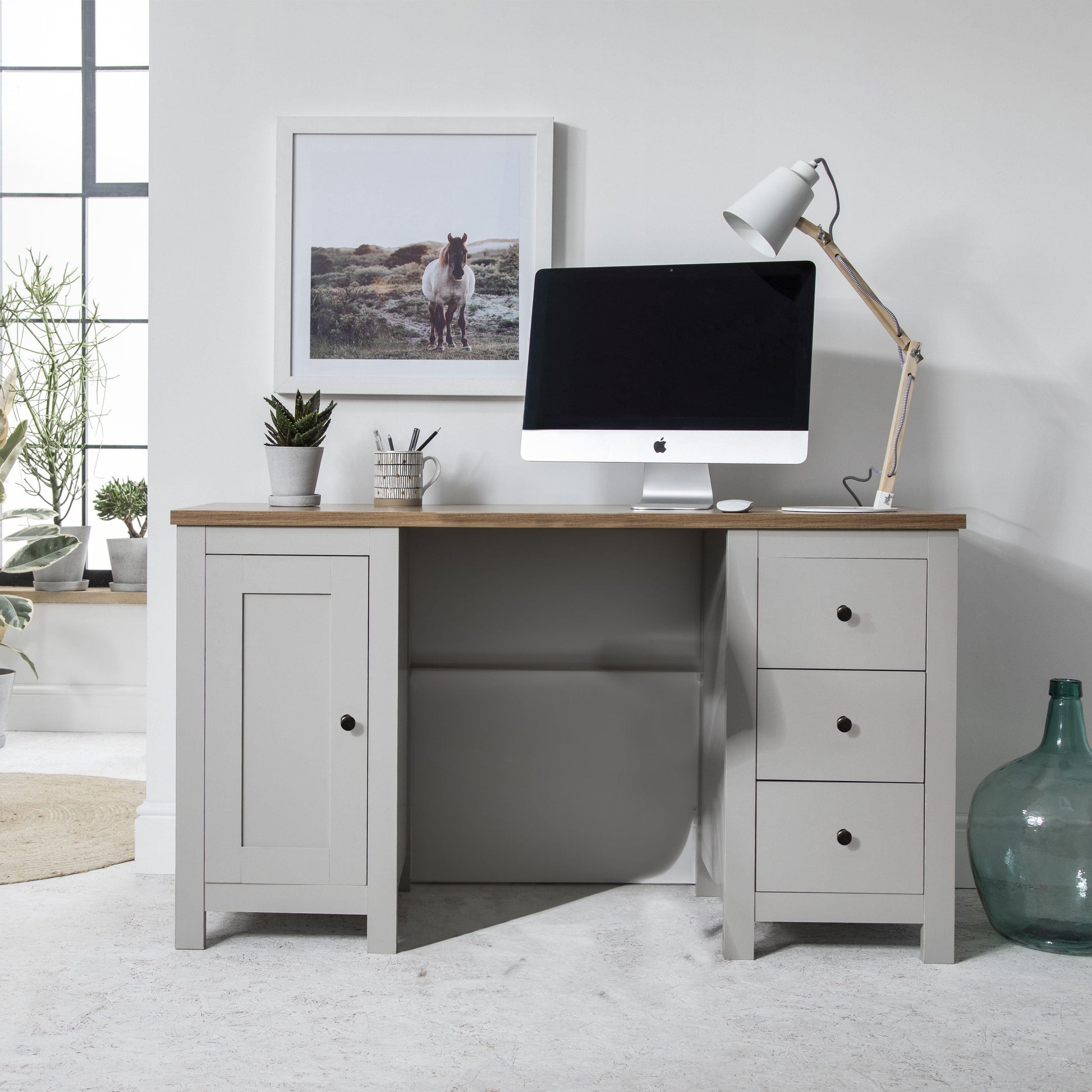 Bampton Light Grey Office Desk - Laura James