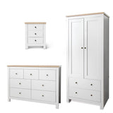 Bampton 4 Piece Bedroom Furniture set with Bedside Tables - Double Wardrobe - Chest of Drawers - Laura James