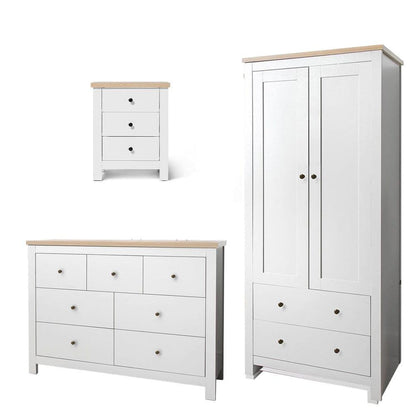 Bampton 4 Piece Bedroom Furniture set with Bedside Tables - Double Wardrobe - Chest of Drawers - Laura James