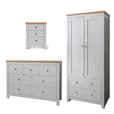 Bampton Grey 3 Piece Bedroom Furniture set with Double Wardrobe - Chest of 7 Drawers and Bedside Table - Laura James