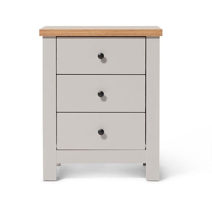 Bampton Grey 3 Piece Bedroom Furniture set with Double Wardrobe - Chest of 7 Drawers and Bedside Table - Laura James