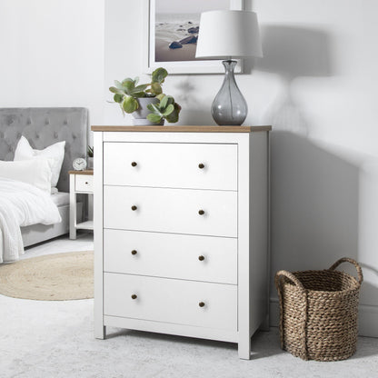 Bampton 4 Piece Bedroom Furniture Set with Wardrobe - Bedside Tables and Chest of 4 Drawers - Laura James
