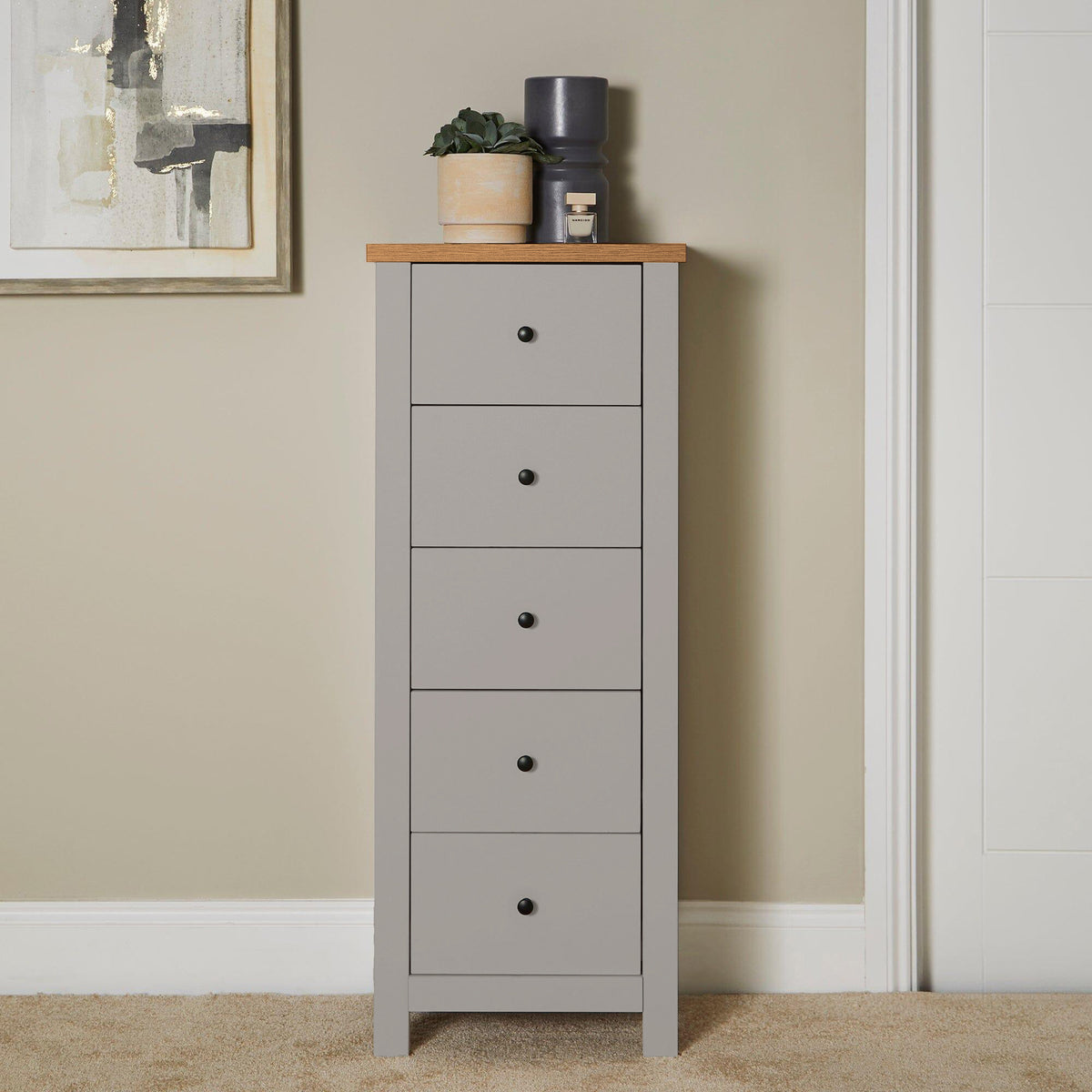 Bampton 5 Drawer Tallboy - Grey