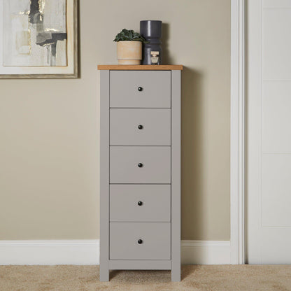 Bampton 5 Drawer Tallboy - Grey