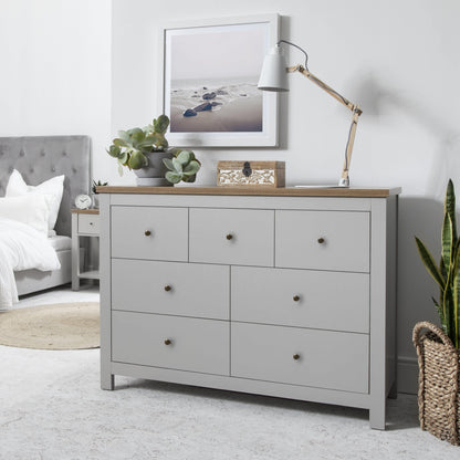 3 Over 4 - Chest of Drawers in Stone Grey - Bampton