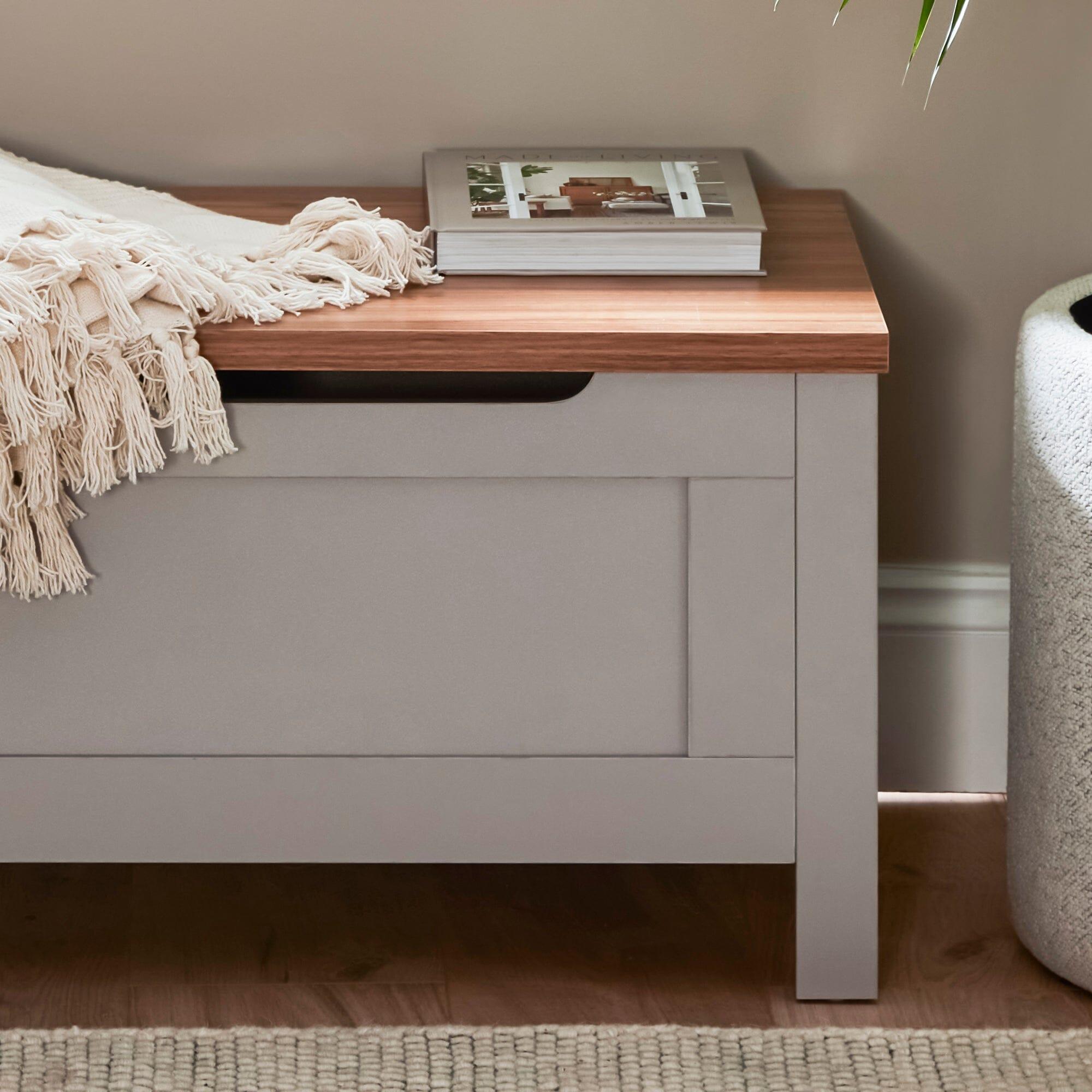Grey wooden blanket box online