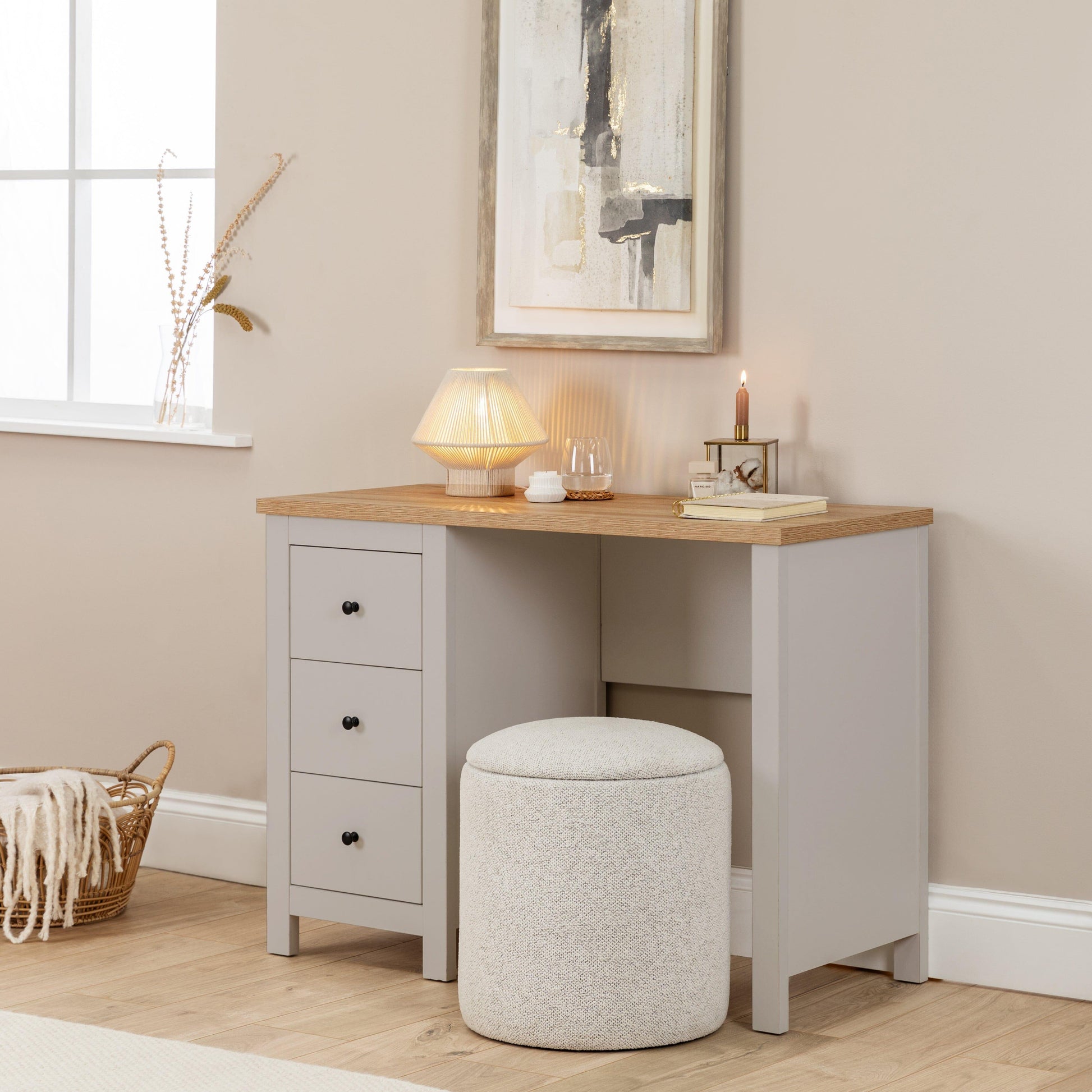 Bampton Grey Dressing Table with Drawers Laura James Bampton Grey Dressing Table with Drawers Laura James