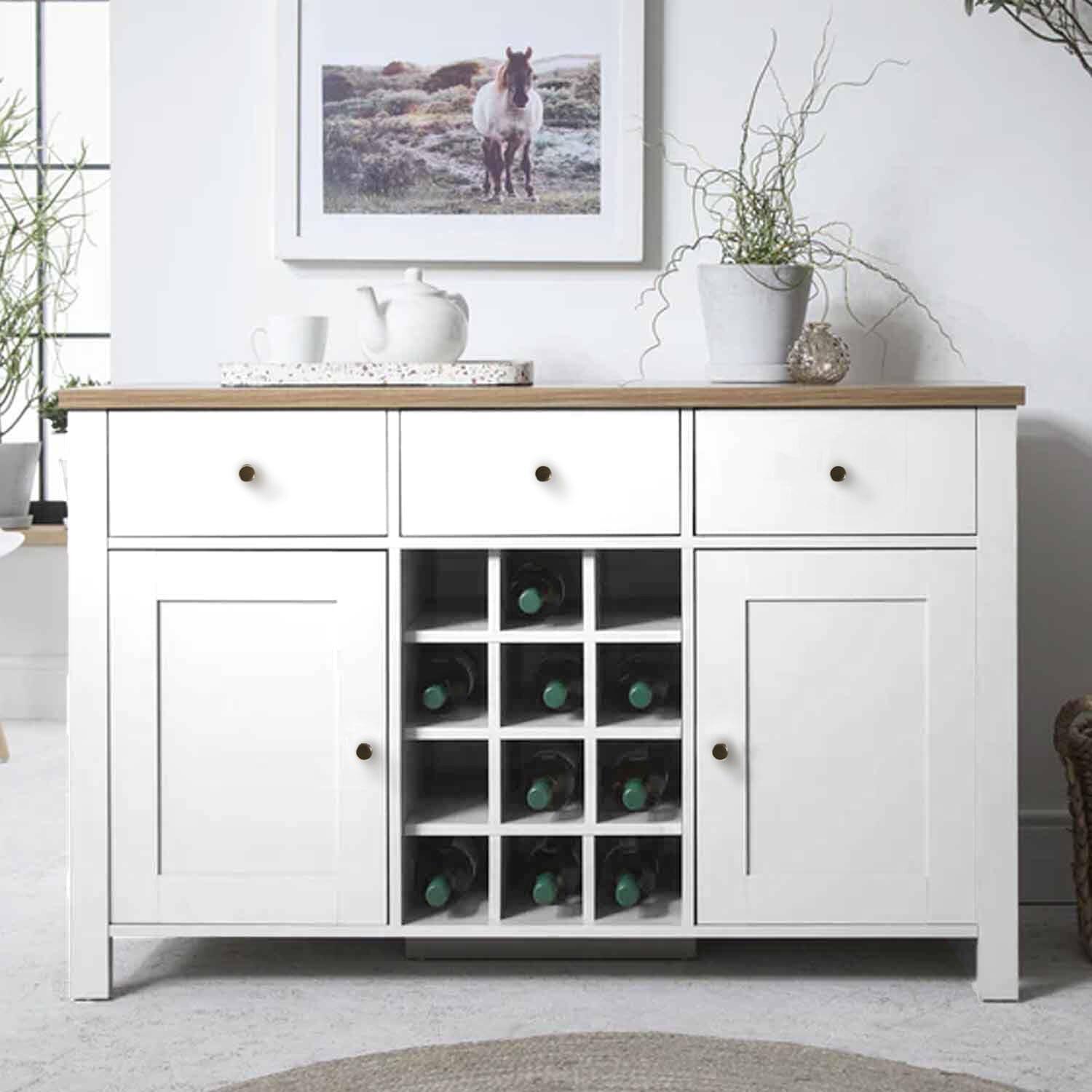 Bampton White Sideboard with Wine Rack Laura James