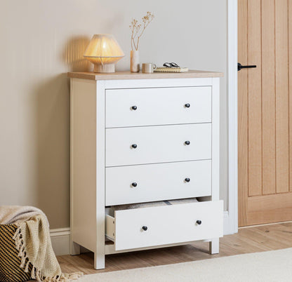 Bampton Tall 4 Drawer chest of drawers - alabaster white - Laura James