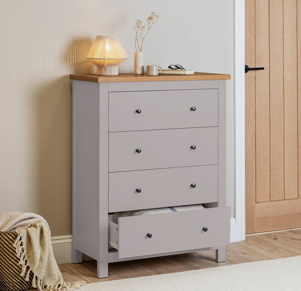 Bampton Stone Grey Chest of 4 Drawers Laura James