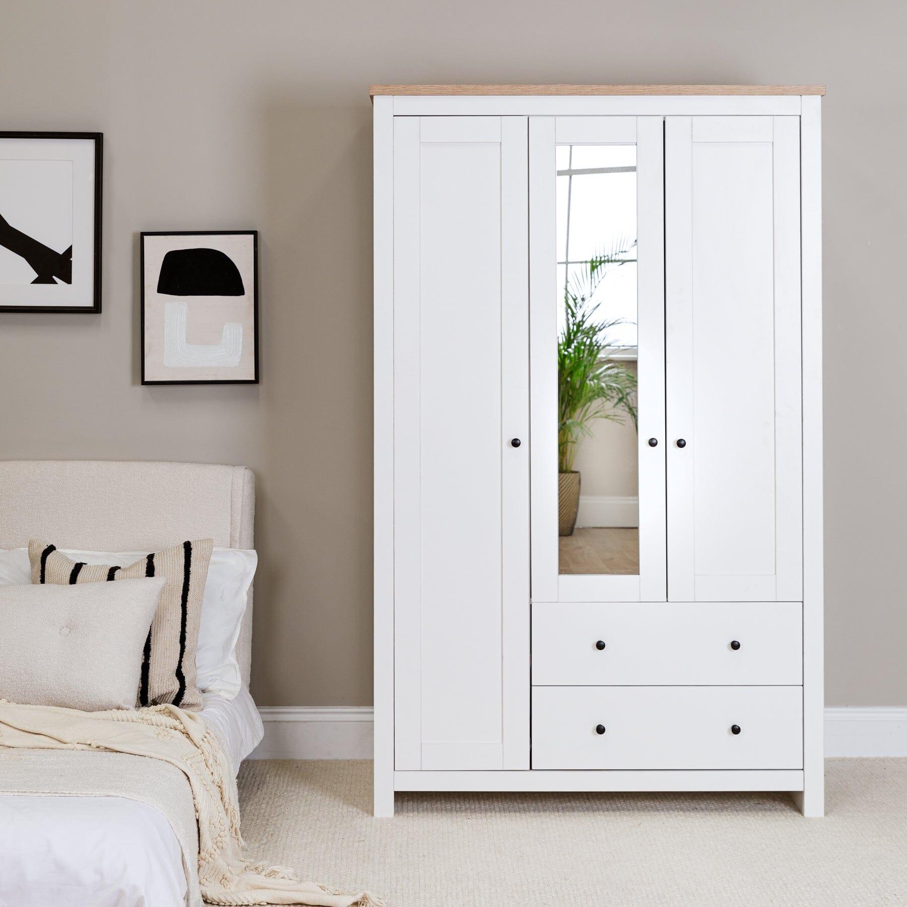 Bampton Door Wardrobe with Drawers Alabaster White – Laura James