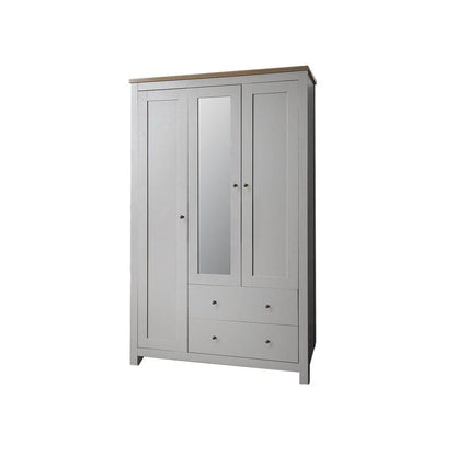 Bampton 3 Door Wardrobe with 2 Drawers - Stone Grey