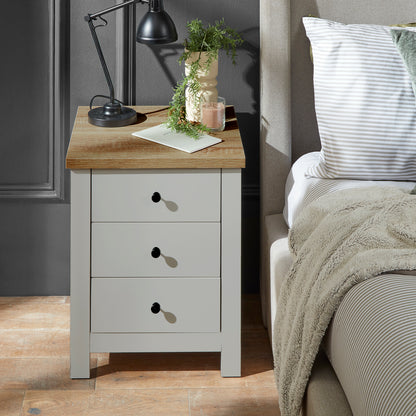 Bampton 3 Drawer Bedside Table - Grey