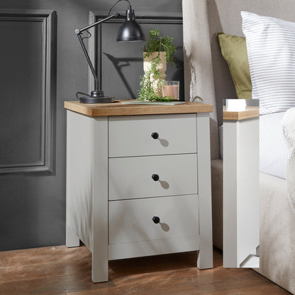Bampton 3 Drawer Bedside Table - Grey