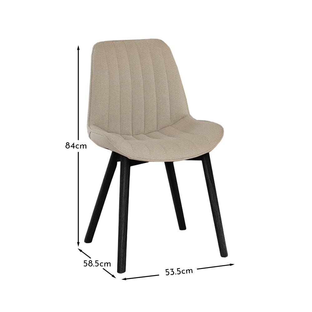 Bella Light Beige Boucle Dining Chairs with Black Oak Legs Laura James