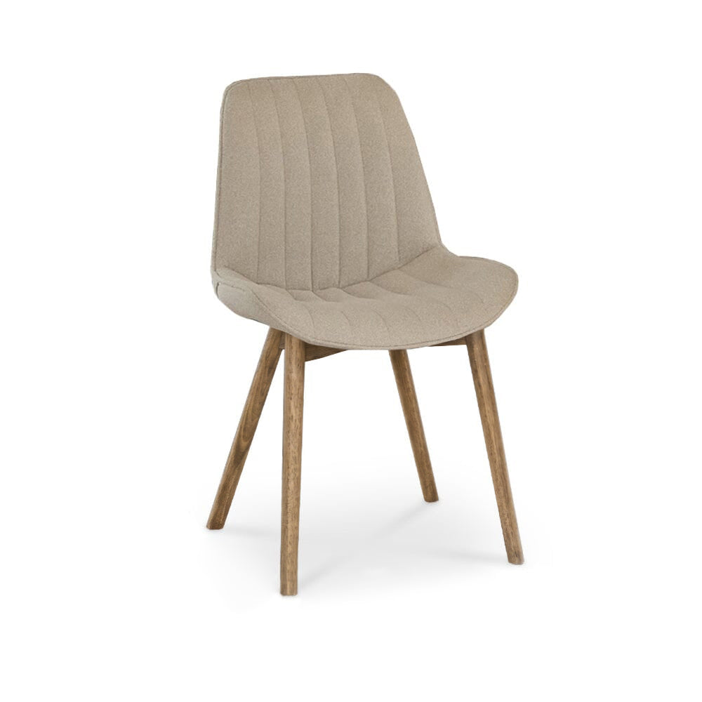 Bella Light Beige Boucle Dining Chairs - Set of 2 - Chalked Mango Wood Legs