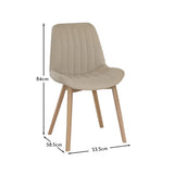 Bella Soft Beige Dining Chairs - Set of 2 -Whitewash  Oak Legs- Laura James 