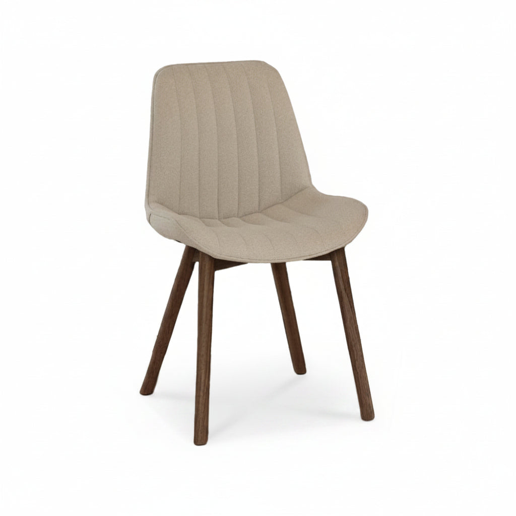 Bella Light Beige Dining Chair - Set of 2 - Coffee Brown Mango Wood Legs - Laura James 