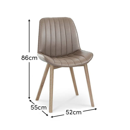 Bella Almond Brown Dining Chair - Set of 2 - Whitewash Oak Legs - Laura James