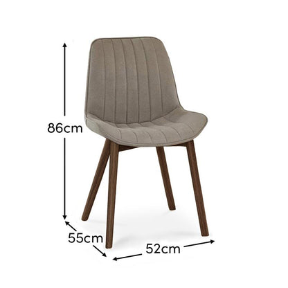 Bella Soft Beige Dining Chair - Set of 2 - Coffee Brown Mango Wood Legs - Laura James 
