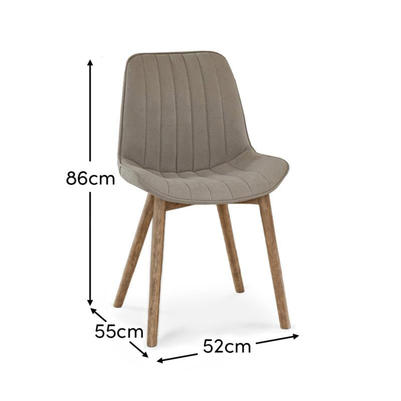 Bella Soft Beige Dining Chair - Set of 2 - Chalked Mango Wood Legs - Laura James 