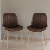 Bella Saddle Brown Dining Chair - Set of 2 - Whitewash Oak Legs - Laura James