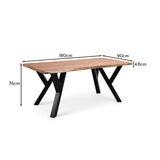 Bosco 6 Seater Acacia Wooden Dining Table - Natural - 48mm - Laura James