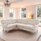 Brea Oyster White Right Corner Sofa with Whitewash Oak Legs - Laura James 