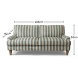 Brea 3 Seater Sofa - Blue Stripe with Whitewash Legs - Laura James 