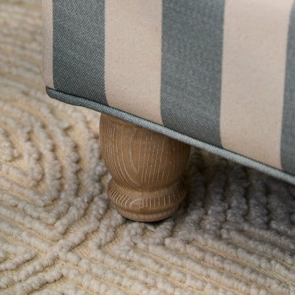 Brea Footstool - Blue Stripe with Whitewash Legs - Laura James