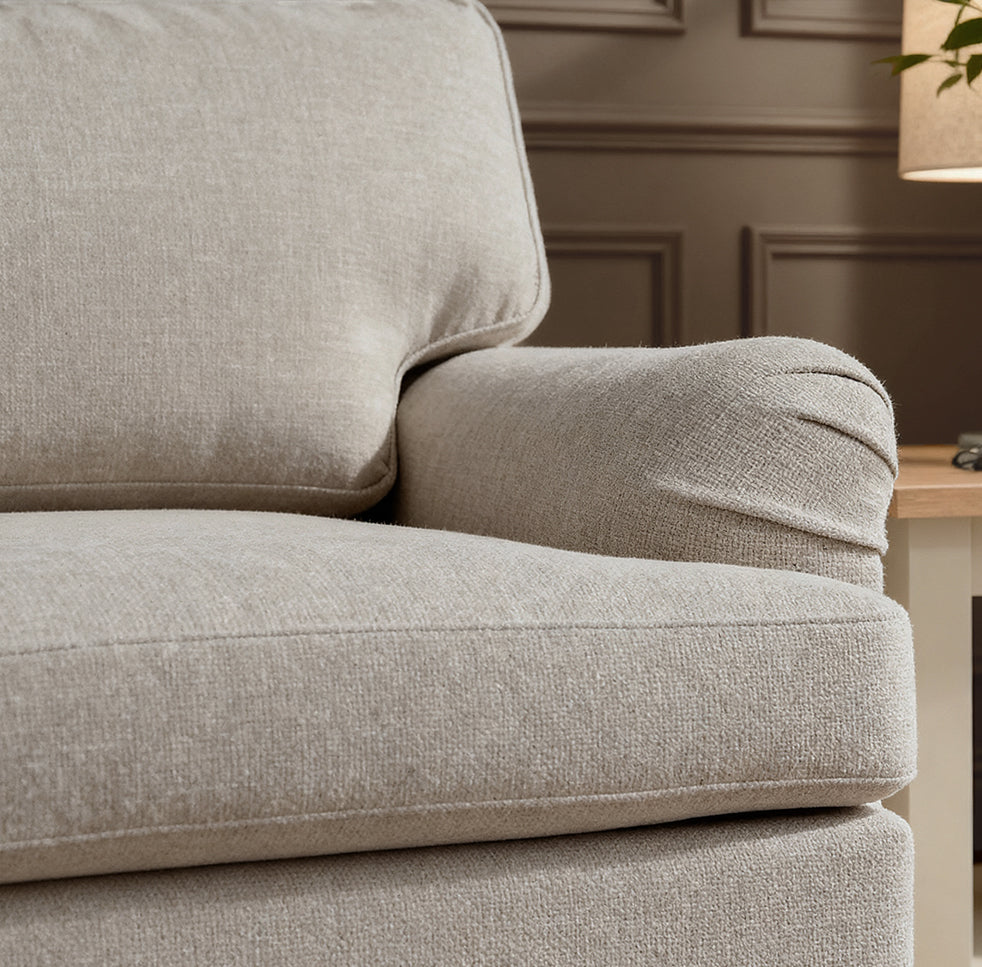 Brea 3 Seater Sofa - Mink Taupe with Whitewash Oak Legs - Laura James