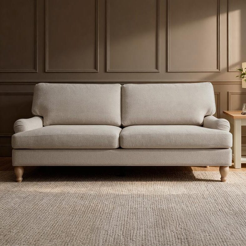 Brea 3 Seater Sofa - Mink Taupe with Whitewash Legs - Laura James