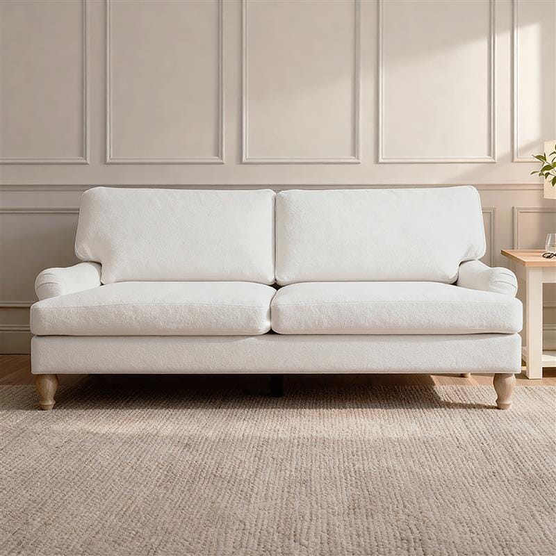 Brea 3 Seater Sofa - Oyster White with Whitewash Oak Legs - Laura James