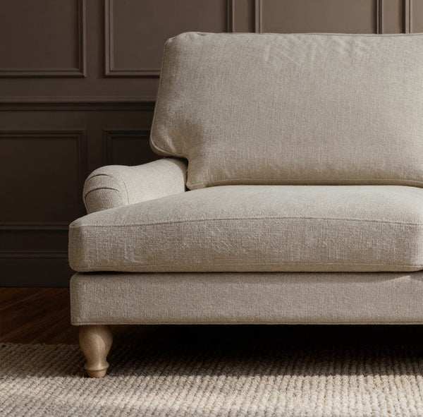 Brea 2 Seater Sofa - Mink Taupe with Whitewash Oak Legs - Laura James