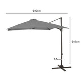 Grey LED Parasol - 2.4m Square with Raincover - Laura James