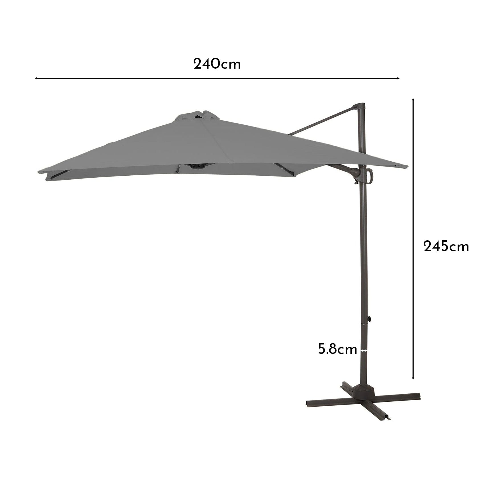 Grey LED Parasol - 2.4m Square with Raincover - Laura James