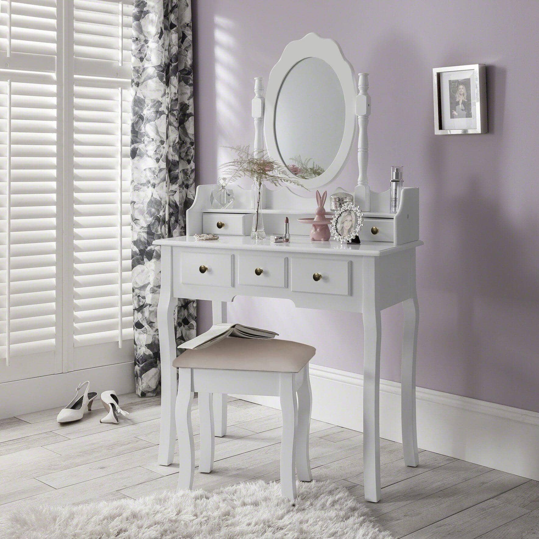 Capri Dressing Table Mirror & Stool