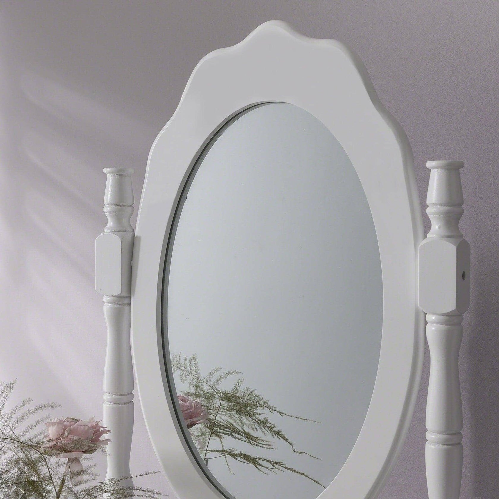 Capri White Dressing Table Stool & Mirror Set Laura James