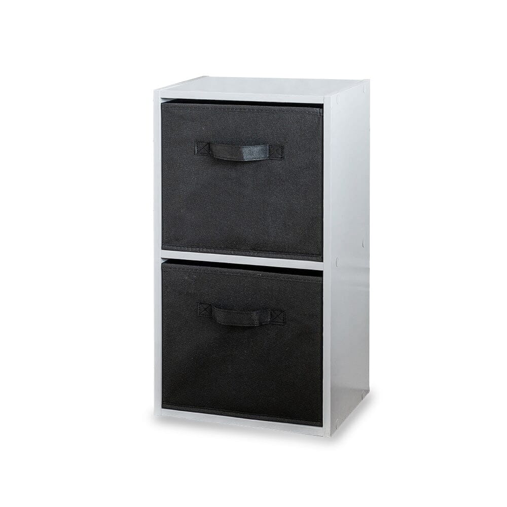 Cara 2 Tier Storage Unit Chalk White Bookcase Boxes