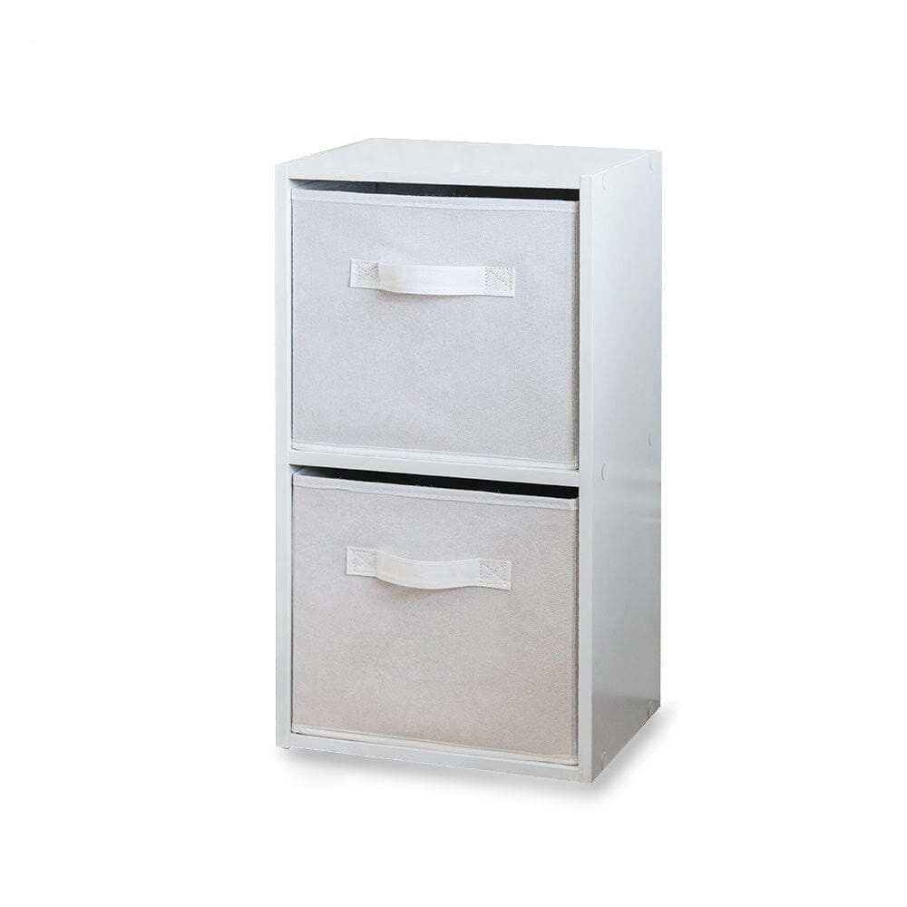 Cara 2 Tier Storage Unit Chalk Bookcase Boxes